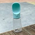 Portable pet water bottle in tiffany blue with wide drinking trough and wrist strap - 550ml-With Lock / Blue