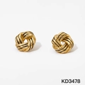 Detalle de pendientes de botón con nudo retorcido dorado y esmalte negro vintage - Oro con Aceite Negro (KD3478)