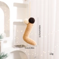 Decorazione calza di Natale in maglia color cuoio con pompon bianchi e marroni - Calzini / Kaki