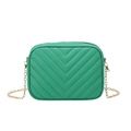 Bright green small square crossbody bag with chevron quilting and golden chain strap - Green