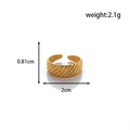 Minimalist gold adjustable open ring featuring diagonal textured patterns, weight 2.1g - MN468-Gold