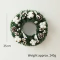 35cm Christmas wreath with cotton, pine cones, and silver balls, weighing 240g - 35cm / Cotton Pinecone Style