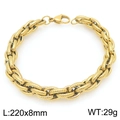 Pulsera de cadena de cuerda de acero inoxidable dorado de 220x8mm y un peso de 29g - Pulsera / Dorado / 18cm