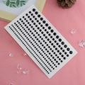 Face makeup set with multiple sizes of black round faceted rhinestone stickers for eye art - Black Linked Rhinestone Stickers