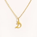 Dettaglio della collana in acciaio dorato con ciondolo a lettera D e piccolo cuore inciso - Oro - Lettera D