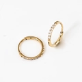 Elegant gold-plated hoop earrings featuring a row of sparkling white cubic zirconia stones - 1.2*8mm Gold (Pair)