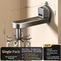 Grey rotating wall-mounted kitchen utensil rack with 8 hooks and suction cup base - Upgrade Gun Grey Suction Cup-8 Hooks [Standard]