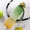 Large gradient green to yellow sports water bottle with straw and time marker scale - Army Green/Direct Drink