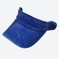 Unisex dark blue washed denim sun visor hat with adjustable open top design - Royal Blue