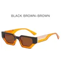 Retro square sunglasses with dark tea frames and brown lenses for women and men - Black Orange Frame Brown Lens