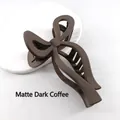 Matte coffee bow hair claw clip with stylish 13cm ribbon shape for women hair styling - Matte Dark Coffee