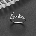 Minimalist silver Capricorn zodiac open ring made of durable stainless steel - Adjustable Open / Capricorn Steel