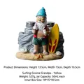 Beach themed old man figurine spice rack with two glass jars and a yellow surfboard - Surfing Old Man Spice Jar-Yellow