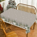 Waterdicht kersttafelkleed met grijze sneeuwpoppen, rendieren en cederboompatronen - 136x248cm / Besneeuwde Kerstboom