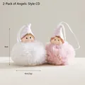 Roze en witte pluche engel hangers met gestreepte mutsen en hars gezicht, 9x8cm set - 2-Delige Set (Stijl C&D)