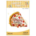 Pizza slice foil balloon with Supreme Birthday text for party decorations - Pizza