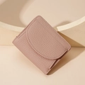 Cartera RFID rosa Morandi en cuero granulado para mujer con diseño de solapa - Rosa