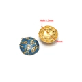 24mm gold plated stainless steel circular floral enamel charms with 1.3mm hole size - Round Dotted / 24mm / Blue