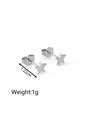 Silver minimalist star-shaped stainless steel stud earrings with size and weight specs - Star Stud Earrings Steel (MS-232C)