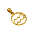 Pendentif zodiaque en acier inoxydable doré avec symbole Verseau au style minimaliste - Verseau - Pendentif Simple