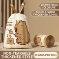 Drawstring capybara print garbage bag in creamy white 45x45cm thick scented plastic - Double Sided Thickening 2.0 Mil / Capybara-50 Pcs-45x45cm
