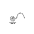 Clou de nez en titane G23 argenté avec une rose sertie de zircons de 0,4 cm de large - Style Fleur de Rose 3D (T2556-7#) / Argent