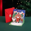 3D pop-up Christmas card with cartoon Santa and red envelope for festive greetings - Christmas Fantasy / 12x12cm (Including Envelope/Sticker)