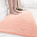 Pink chenille bathroom mat with soft granular texture and high water absorption - 50*80cm / Simple Time-Sakura Pink