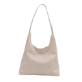 Borsa hobo beige a trama intrecciata con grande capacità e design minimalista - Bianco