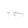 Close-up of pear-cut zircon earrings in silver finish with triple-prong setting - Pear Shaped Zirconia Stud (JQH0153-SS) / Silver
