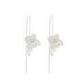 Silver calla lily flower earrings with pearls in a vintage enamel finish style - Matte Silver Magnolia Style (M-002)