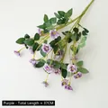 Artificial purple rose bouquet 37cm total length with detailed green leaves - Purple