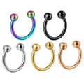 Five pieces of horseshoe nose rings in various colors including gold and black finish - Circular Barbell / 1.2*8*3mm / Colorful