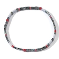 Bohemian Tila bead stretch bracelet with red, pink, grey and patterned geometric tiles - Red Pink Grey White Marble Mix (TL-B24042607A)