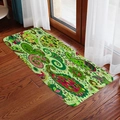 Tappetino assorbente in flanella verde con motivi paisley colorati su parquet - 40x60cm / 1-Paisley Verde