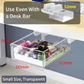 Compact small transparent under-desk drawer storage box for organizing office supplies - Transparent / 52mm Riser / Small
