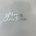 Silver mirror acrylic Merry Christmas cake topper with snowflake and bell detailing - Silver / Oversized / Plus Thick Style