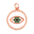 Evil eye pendant in rose gold finish with green and white cubic zirconia crystals - Rose Gold Round L296844-R