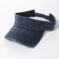 Visière en denim bleu délavé avec bords effilochés pour protection solaire en été - Bleu Foncé Trou Délavé