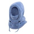 Blue thickened fleece balaclava winter neck warmer with adjustable drawstrings - M (3-10 Years) / Blue