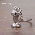 Polished silver coffee tamper keychain made of metal with 22g weight and 32mm height - Coffee Tamper (Bright Silver)