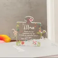 Acrylic puzzle piece desk ornament with floral print and mother's day quote - Mother Sentimental Style (Q57)