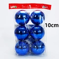 6er-Set glänzende blaue 10cm Weihnachtskugeln in Verpackung mit silbernen Kappen - 6er-Pack (10cm) / Glänzendes Blau