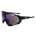Men's cycling sunglasses with black frame and purple polarized iridescent lenses - Black Frame Blue Coating