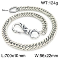 Silver punk Cuban link waist chain with skull lobster clasp and 24mm ring detail - Style D Curb Chain (KK076-Z)