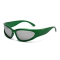 Deep green sports cycling sunglasses with grey translucent lenses in Y2K futuristic style - Pearlescent Dark Green White Mirror
