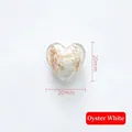 Heart shaped oyster white glass bead with gold glitter for DIY jewelry making 20mm - 20mm / Oyster White