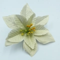 Artificial champagne gold poinsettia with glitter edges and textured woven petals - Double Layer Flower / Gold