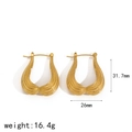 Gold heart-shaped earrings with radial wave texture, 31.7mm stainless steel hoop design - Gold Style (TE60157-G)