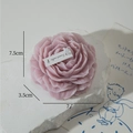 Pink peony scented candle flower shape with white tag on stone pedestal 7.5cm size - Dark Purple